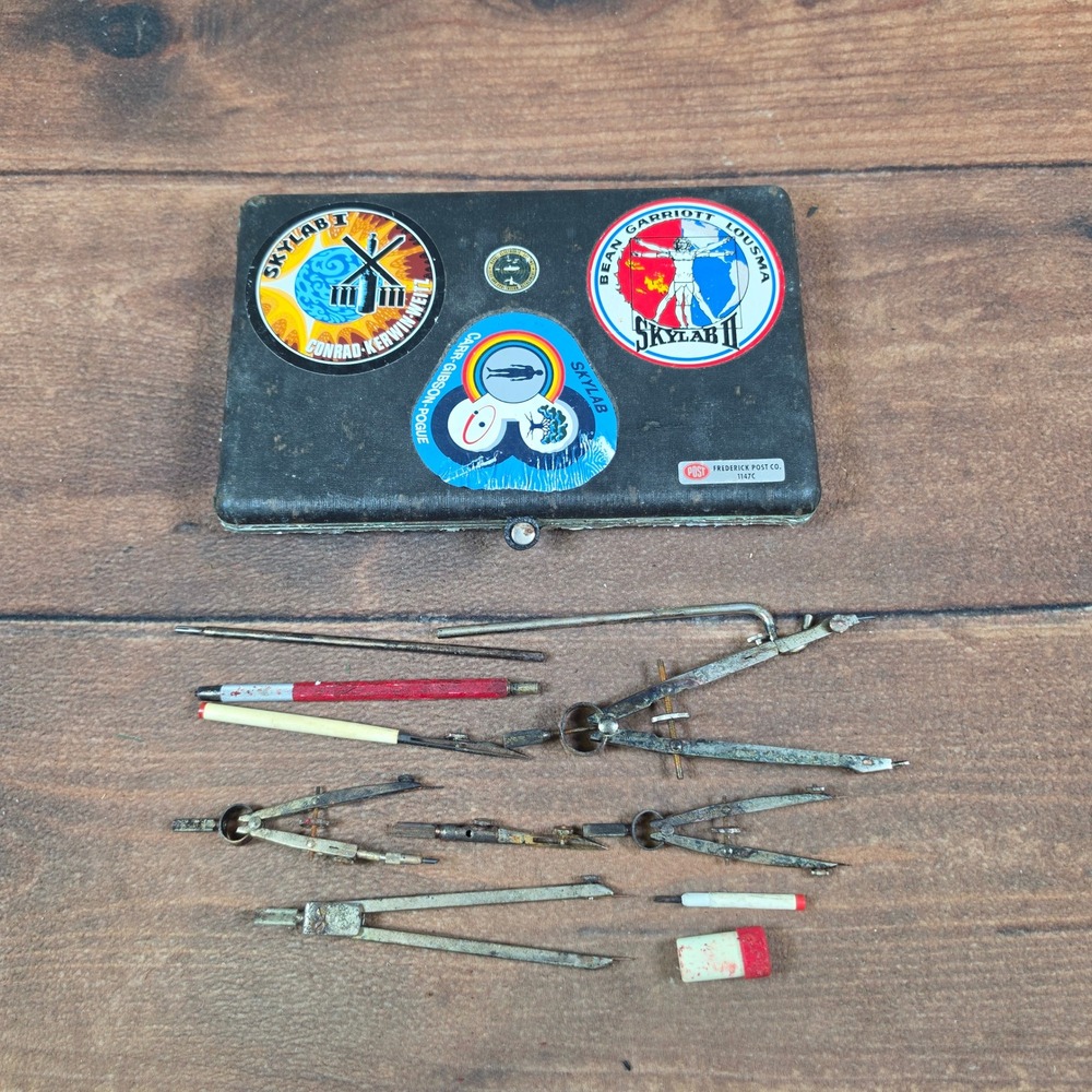 Frederick Post Co Drafting Set 1147C Black Good Skylab Space Mission Stickers